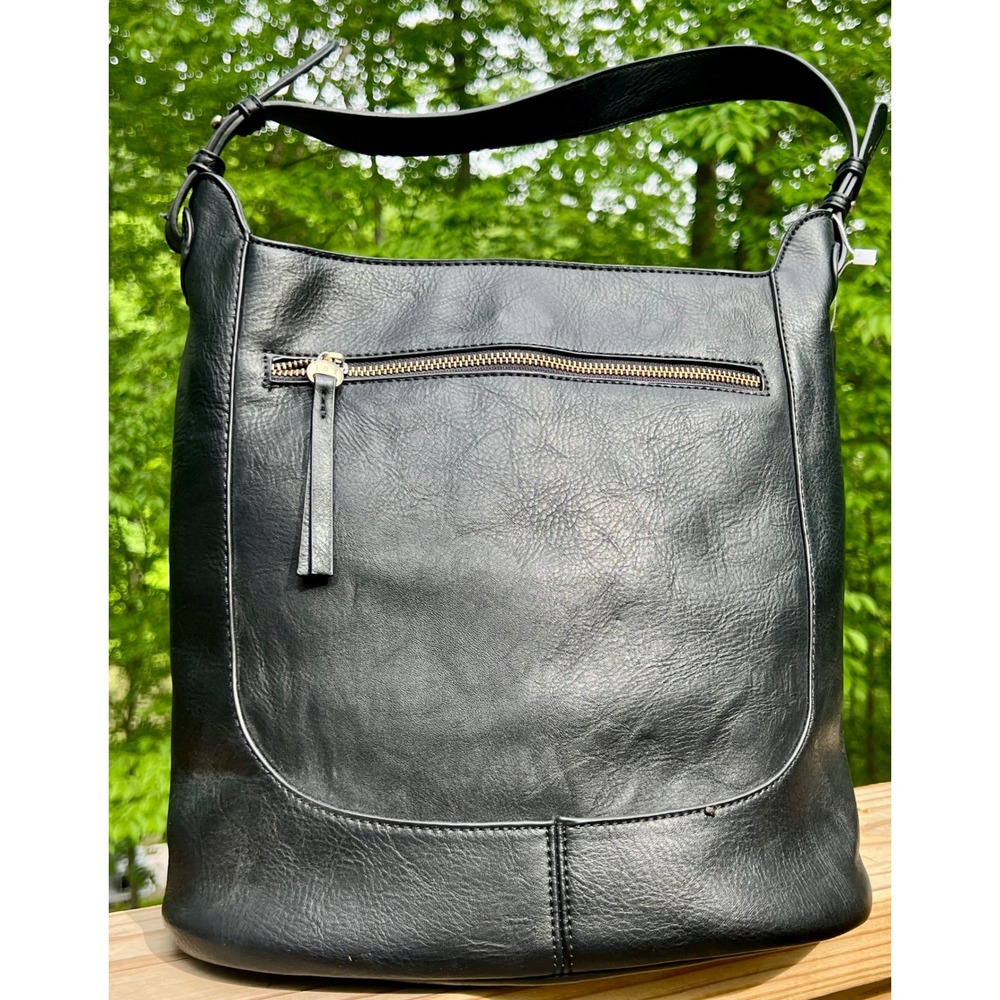 NWT Joy Susan Adele Large Bucket Bag – Black Vegan Leather